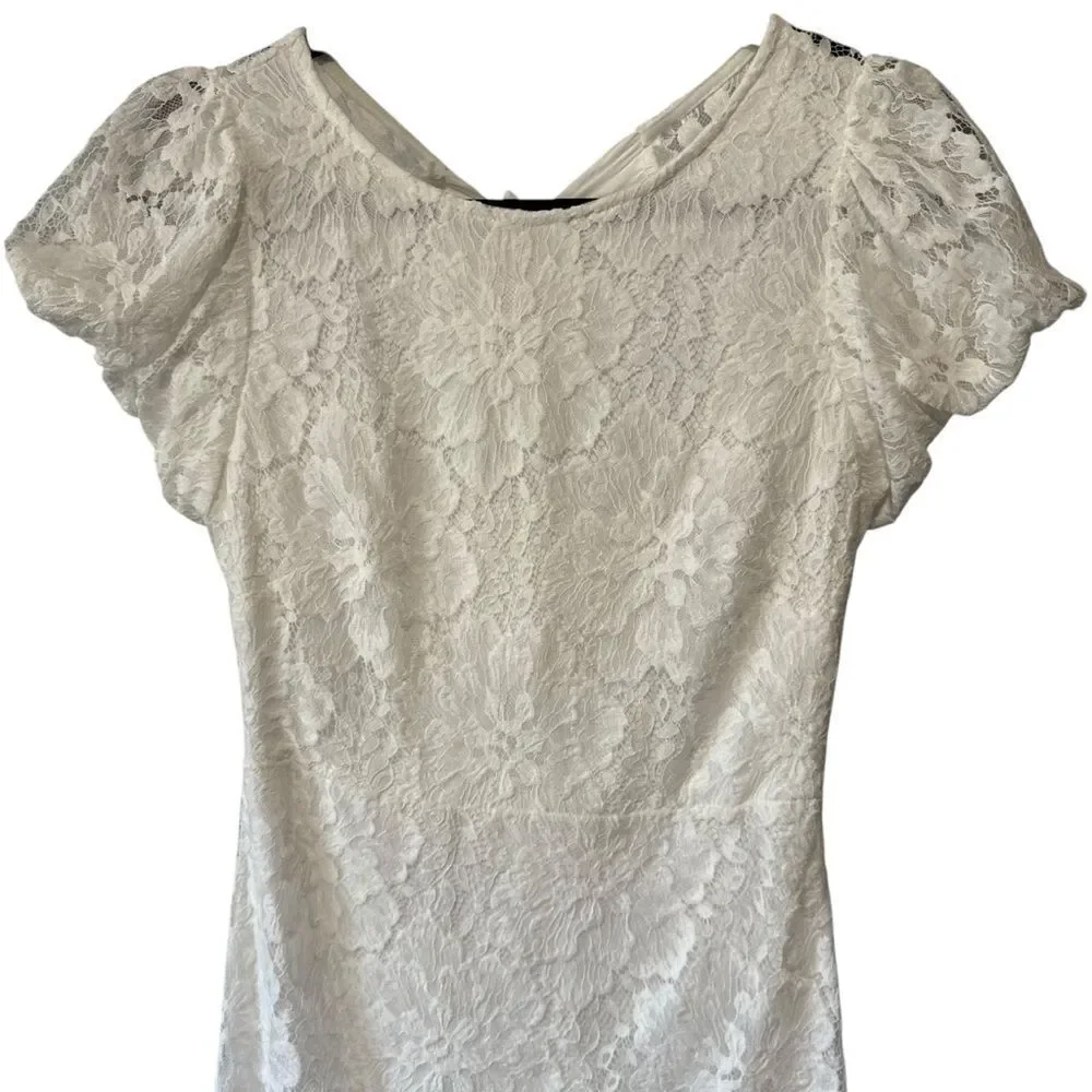 Revolve Free People White Hailee Puff Sleeve Lace Mini Dress